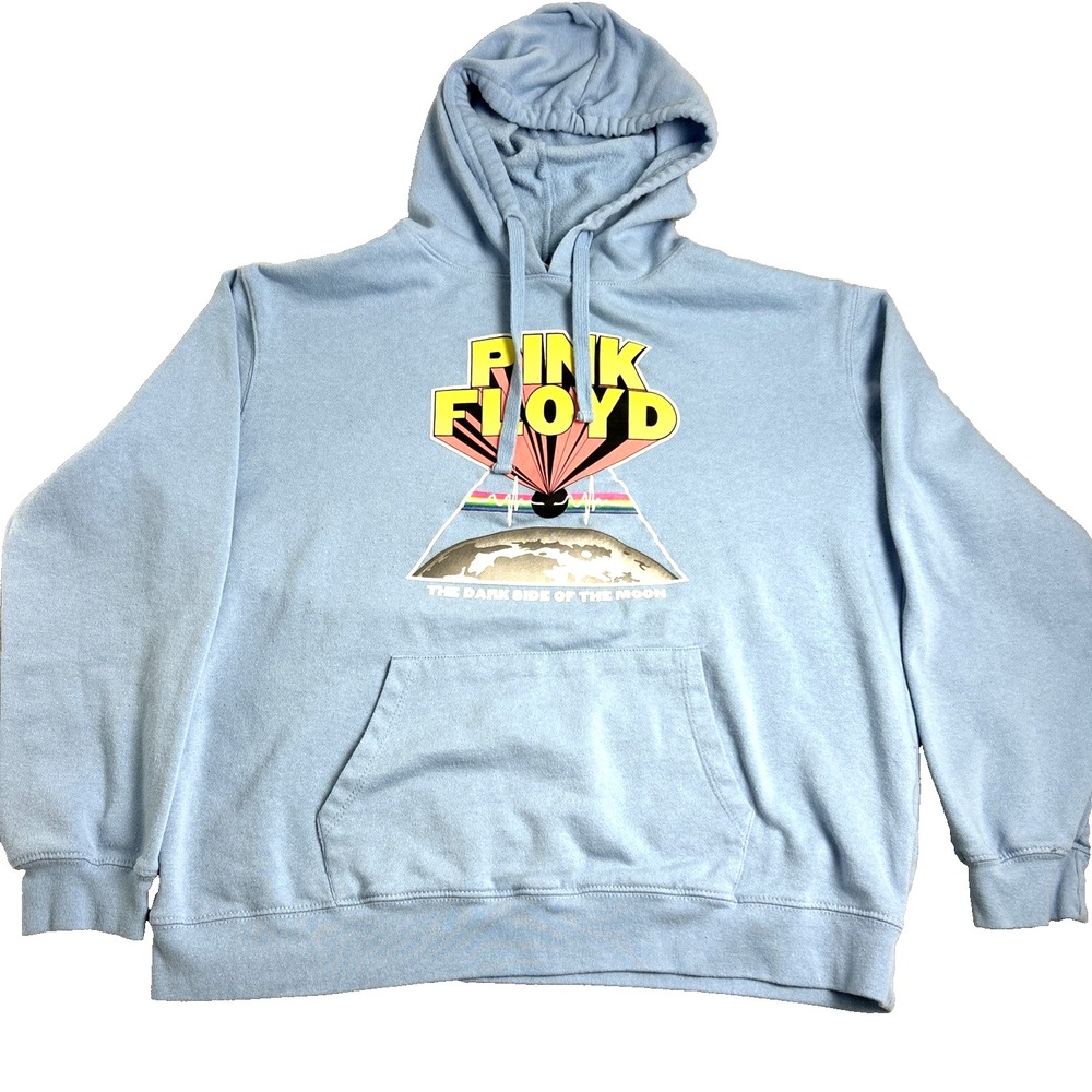 Pink Floyd Hoodie 2XL The Dark Side‎ Of The Moon Baby Blue Rock Rainbow